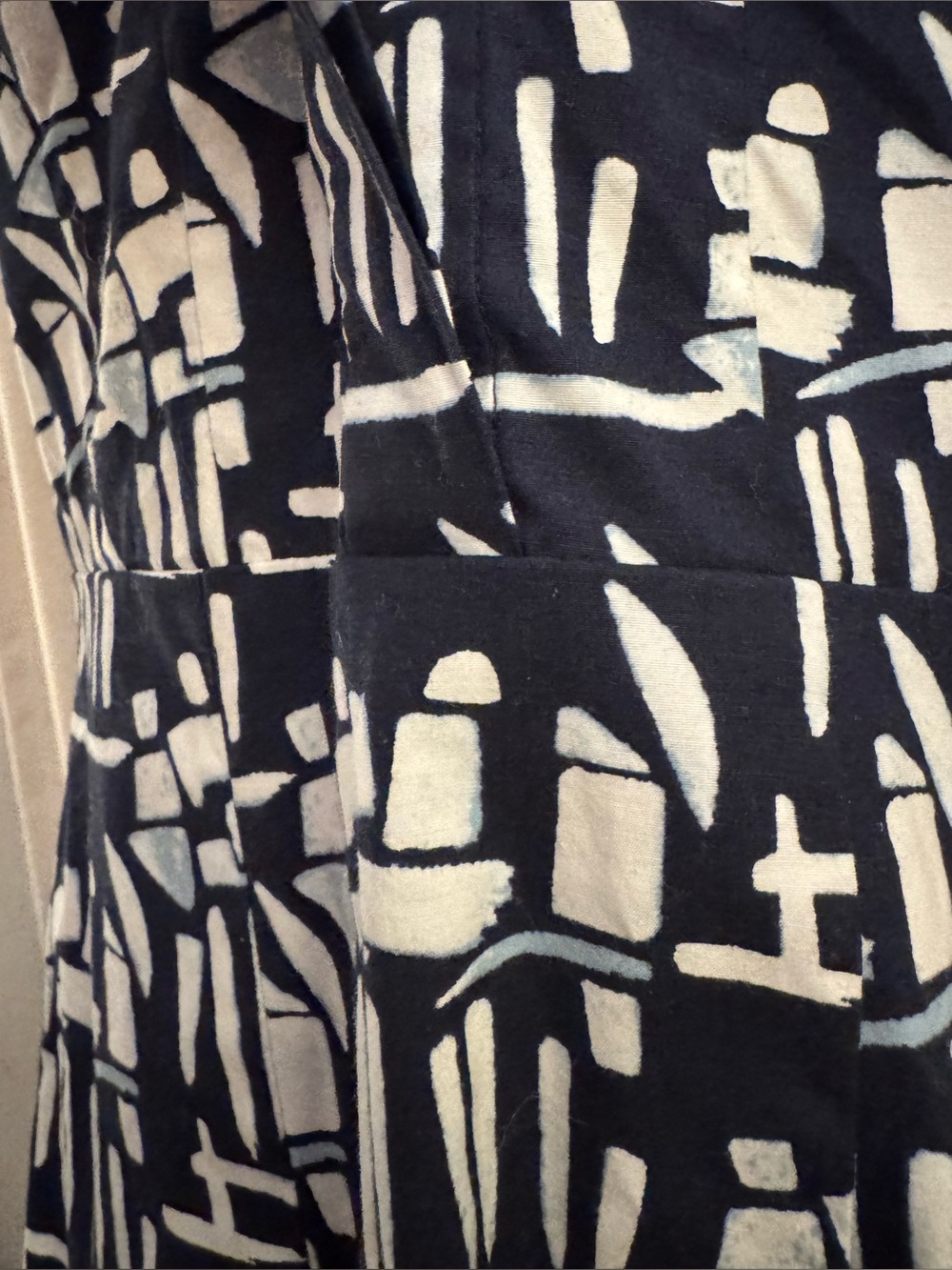 Tory Burch Navy and White Abstract Print Dress Size 12 - Picture 8 of 11